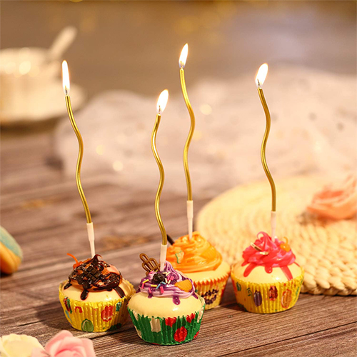 Gold Spiral Long Thin Metallic Birthday Candles