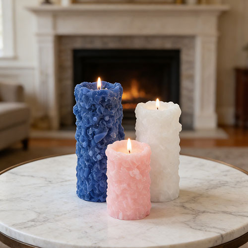 textured pillar candles