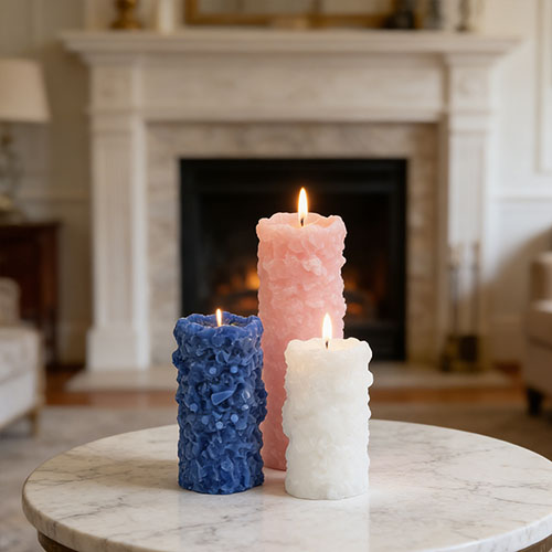 textured pillar candles