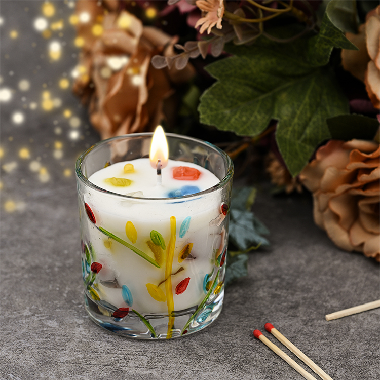 floral pattern candle