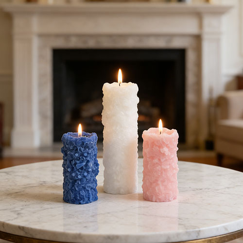 textured pillar candles